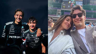 George Russell celebrates Canadian Grand Prix win with champagne shower alongside Kimi Antonelli, see his girlfriend’s reaction