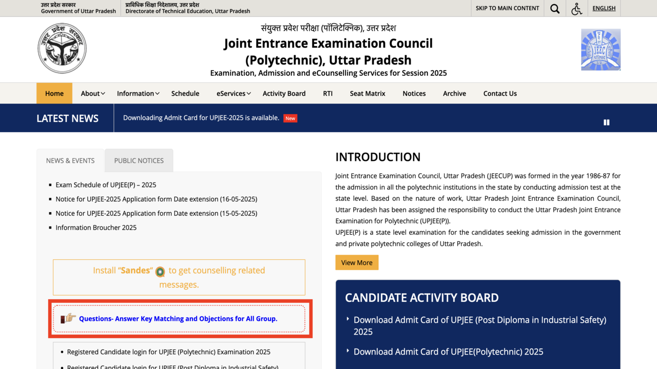 JEECUP answer key 2025 released for all groups: Check direct link to ...