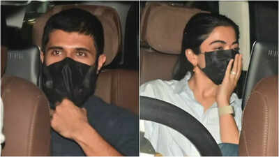 Rashmika Mandanna and Vijay Deverakonda spotted leaving airport together, rumoured couple seen sharing a car post landing