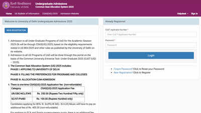 DU UG admission 2025: Phase 1 registration begins at ugadmission.uod.ac.in; Class 10 scores now a tie-breaker – Times of India