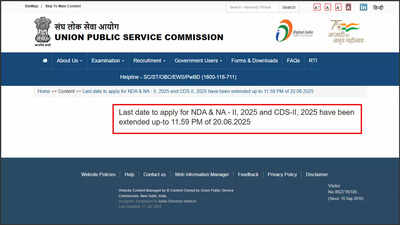 UPSC extends NDA and CDS 2025 application deadline to 20 June; check direct link here – Times of India