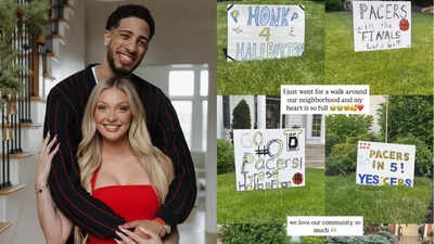 Tyrese Haliburton's girlfriend Jade Jones shares glimpse of placards put up by Indiana Pacers fans in her neighborhood, says “My heart is so full”