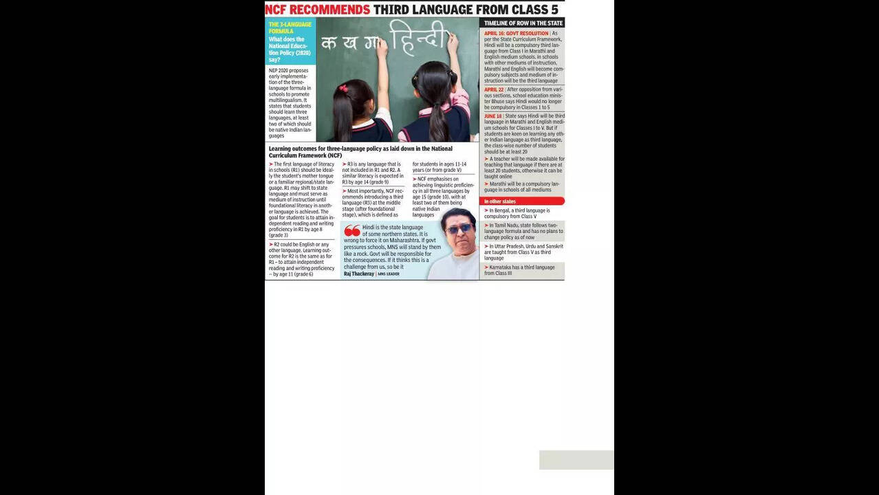 महाराष्ट्रात पहिलीच्या वर्गासाठी ३ भाषा सक्तीची