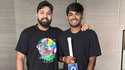Photos: 'A bat, a blessing...' - India U-19 skipper Ayush Mhatre receives signed bat from Rohit Sharma ahead of England tour