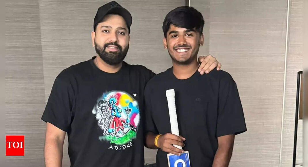 Photos: 'A blessing' - Ayush Mhatre receives signed bat from Rohit Sharma