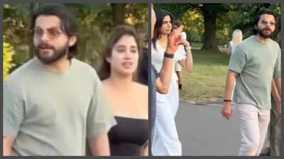 Janhvi Kapoor walks hand-in-hand with beau Shikhar Pahariya as they take a dreamy stroll in London - WATCH video