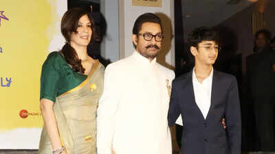 Aamir Khan’s son Azad stuns with grown-up look, almost matches dad’s height at Sitaare Zameen Par screening with Gauri Spratt