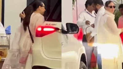 Karisma Kapoor returns to Mumbai with kids Samaira and Kiaan after ex-husband Sunjay Kapur’s funeral; Kareena Kapoor Khan and Saif Ali Khan seen by her side