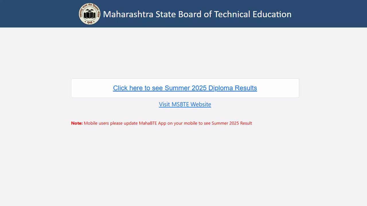 MSBTE summer diploma results 2025 announced at msbte.ac.in; check direct link here - Times of India