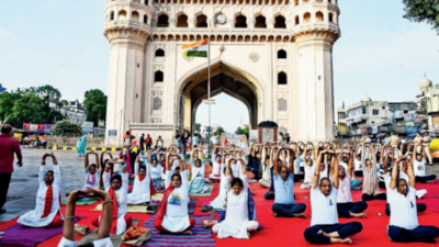 Hyderabad strikes a pose in unison: Over 5,500 students, sportspersons, and citizens join International Yoga Day celebration at Gachibowli Stadium