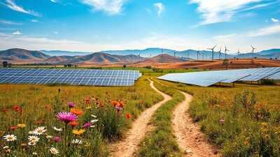 This is an AI-generated image, used for representational purposes only. India’s power push: Nearly half of India’s power capacity now non-fossil fuel-based; coal remains dominant