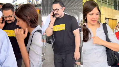 Aamir Khan and girlfriend Gauri Spratt look chic in casuals as they jet off from Mumbai airport