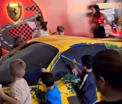 Ferrari or colouring book? ₹4.1 crore Ferrari becomes kids’ painting canvas at Dubai party