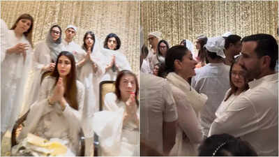 Karisma Kapoor joins Sunjay Kapur’s wife Priya Sachdev in prayer meet; Kareena Kapoor Khan, Saif Ali Khan and Neha Dhupia offer support