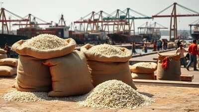Basmati rice exports: The cargo remains stationed at Gujarat's Kandla and Mundra ports. (AI image) Iran-Israel conflict hits rice exporters: India's basmati exports to Iran stranded at ports; 1,00,000 tonnes stuck