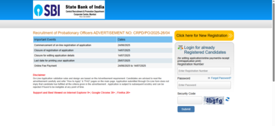 SBI PO registration 2025 begins at sbi.co.in: Direct link to apply for more than 500 vacancies