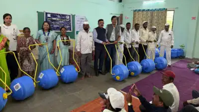  Rotary Club distributes rolling drums in Khed; inaugurates solar project at Borghar’s Shashwat Institute