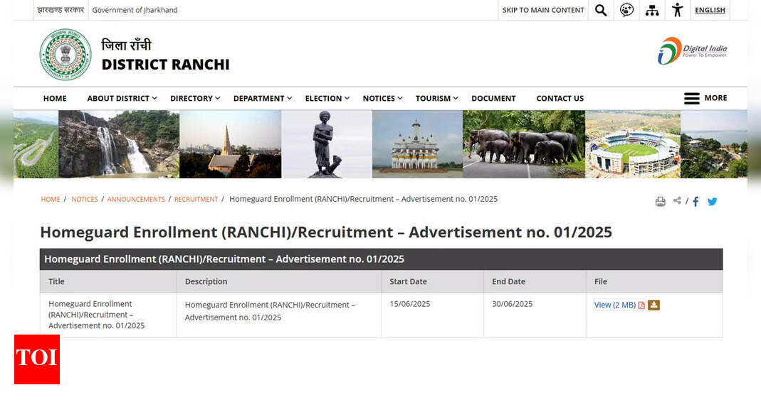 Jharkhand Home Guard recruitment 2025: 1,614 posts open in Ranchi district, apply online at recruitment.jharkhand.gov.in