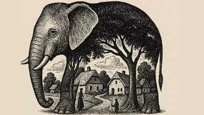 Optical illusion of personality testing: elephants or village? What you see for the first time shows if you are very intuitive or deeply observing