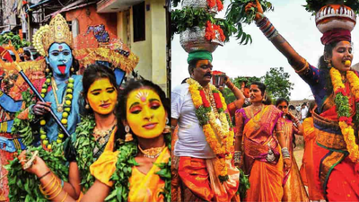 Devotion & drums: Month-long Bonalu festival starts at Golconda Fort with Bonam offering to Goddess Jagadambika | Hyderabad News – Times of India
