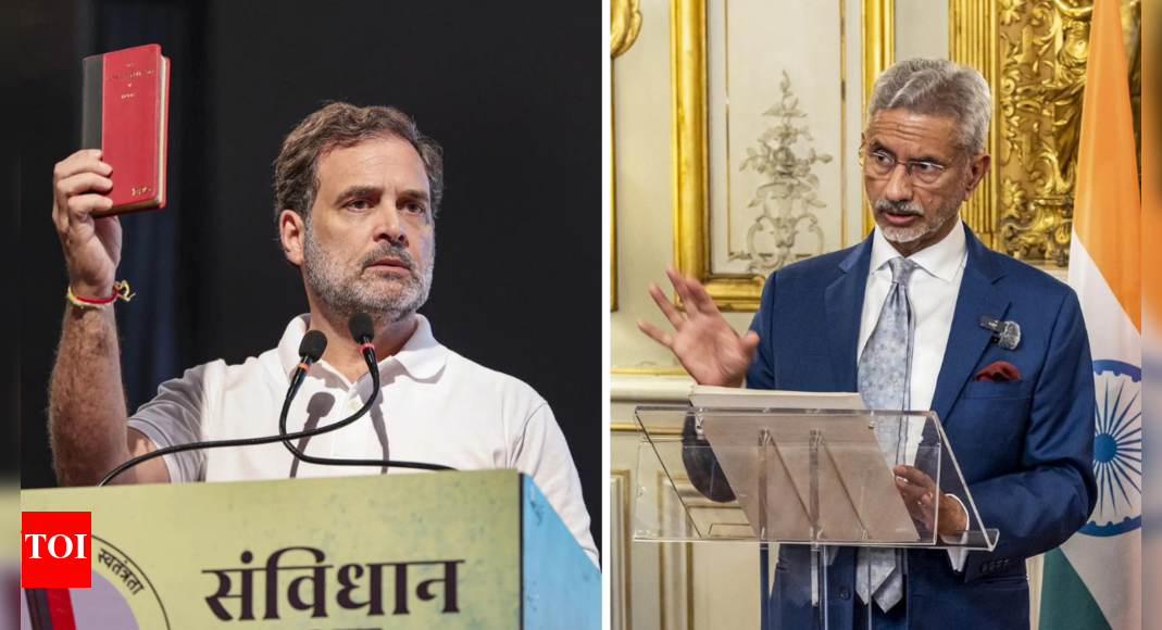 'Constitution in hand' politics: EAM mocks Rahul, blames 'family' for Emergency