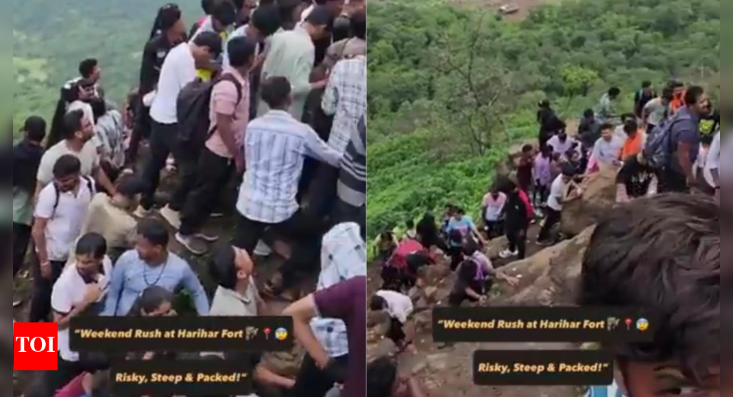 ‘Fall to death’: Video of Harihar fort over-congested with tourists goes viral; netizens warn of ‘suicide trap’