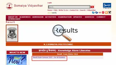  Somaiya Polytechnic  FTD, PTD, and WP summer exam results declared at polytechnic.somaiya.edu.in