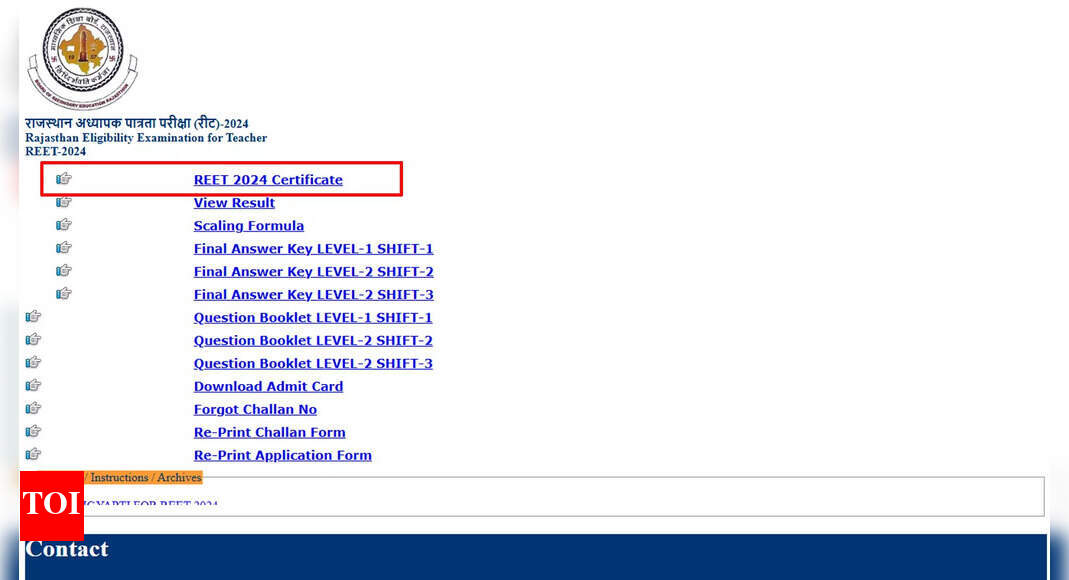 REET 2025 certificate: How to download your REET 2025 certificate PDF from reet2024.co.in step-by-step – Times of India