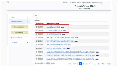  Rajasthan University BA part 2 and 3 results 2025 declared at uniraj.ac.in; check here
