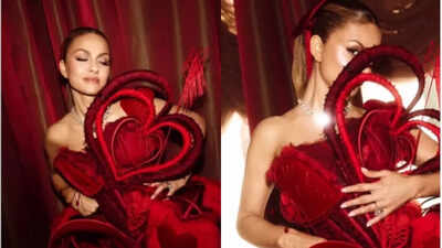 Natasha Poonawalla, the only Indian guest at Jeff Bezos and Lauren Sánchez’s lavish Venice wedding, made a bold fashion statement. She wore a fiery red mini dress from AZ Factory’s Spring 2022 collection, adorned with 3D heart motifs. Her confidence and sleek accessories, including a heart-shaped diamond necklace, completed the look. This stylish Indian businesswoman is also attending Amazon founder Jeff Bezos and Lauren Sanchez's wedding