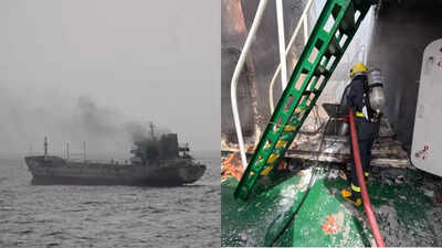 Major fire breaks out in Oman-bound vessel: INS Tabar answers distress call; crew rescued