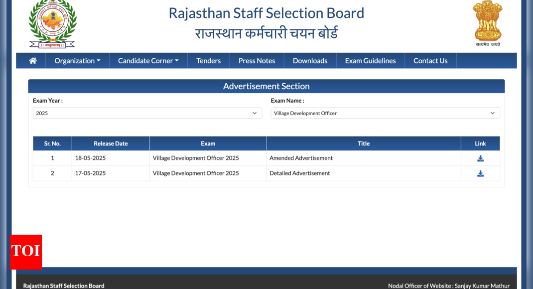 Rajasthan VDO recruitment 2025: Application process begins for 850 vacancies, check direct link to register here – Times of India