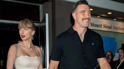 Travis Kelce caught off guard by Taylor Swift’s surprise lyric as he awkwardly misses high-five from his future father-in-law