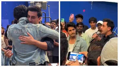  Ranbir Kapoor and Ravi Dubey hug it out as they end Part 1 shoot; join director Nitesh Tiwari to deliver heartfelt speeches