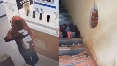 Hyderabad: Thief drills wall, steals phones worth Rs 3.5 lakh from mobile showroom - watch video