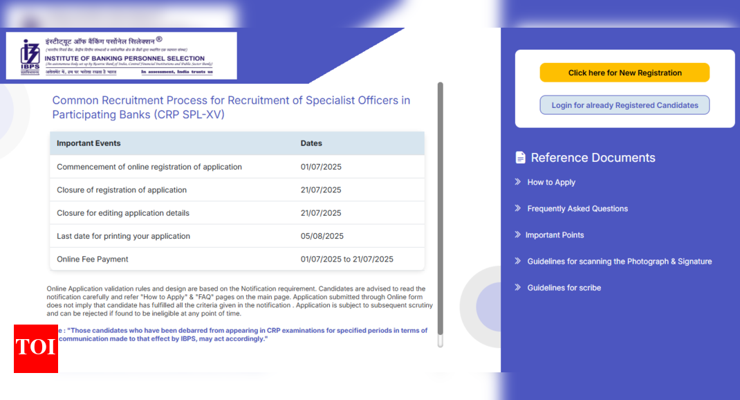 IBPS SO application starts at ibps.in: Direct link to register for over 1000 vacancies here