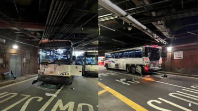  12 injured in bus terminal crash; lane ramp reopens after traffic delays