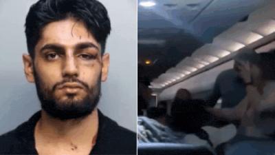  PIO sparks mid-air brawl, ends up with black eye - video