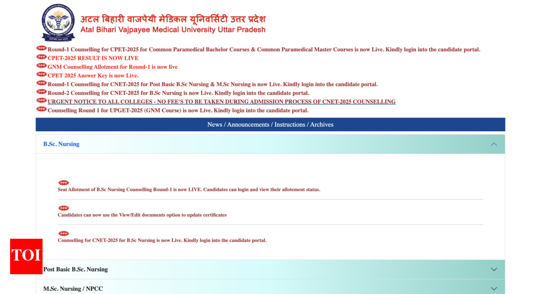 ABVMU CPET 2025 counselling round 1 begins at abvmucet25.co.in: Check how to register for admissions here