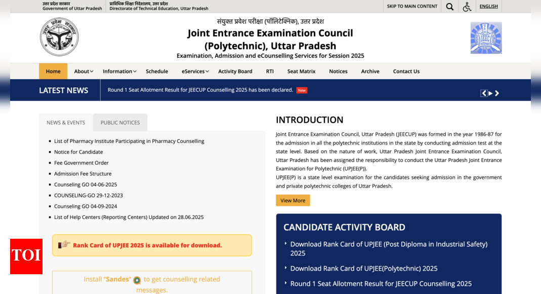 JEECUP counselling 2025 round 1 seat allotment result released: Check direct link to download merit list here