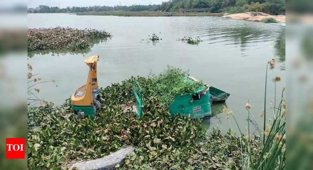 Shocker from underwater: Autorickshaw pops out of Bengaluru lake during weeding