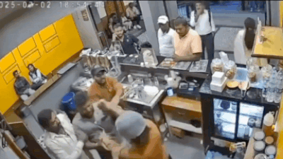  Staff attacked aft  denying other  cup, CCTV shows scuffle; watch