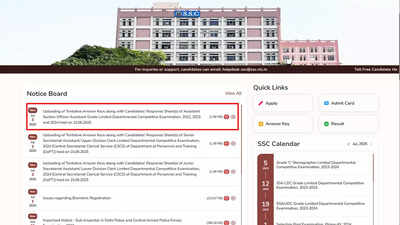 SSC ASO/Assistant Grade exams 2022–2024 answer keys released at ssc.gov.in