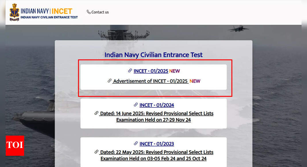 Indian Navy Civilian Recruitment 2025: Apply for 1100+ posts under INCET 01/2025 from July 5