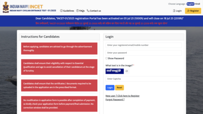 Indian Navy INICET 2025 registration portal opens at incet.cbt-exam.in: Check direct link and steps to apply online here
