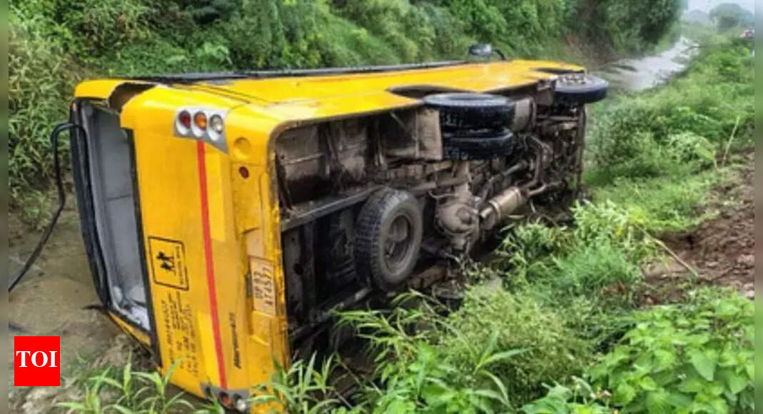 12 students injured as bus falls into canal | Lucknow News - Times of India