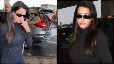 Nora Fatehi breaks down at Mumbai airport, her bodyguard pushes away fan during chaotic moment amid cryptic post about death