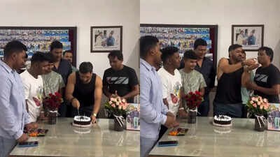  Kaat de? MS Dhoni seeks permission before cutting cake on his 44th birthday