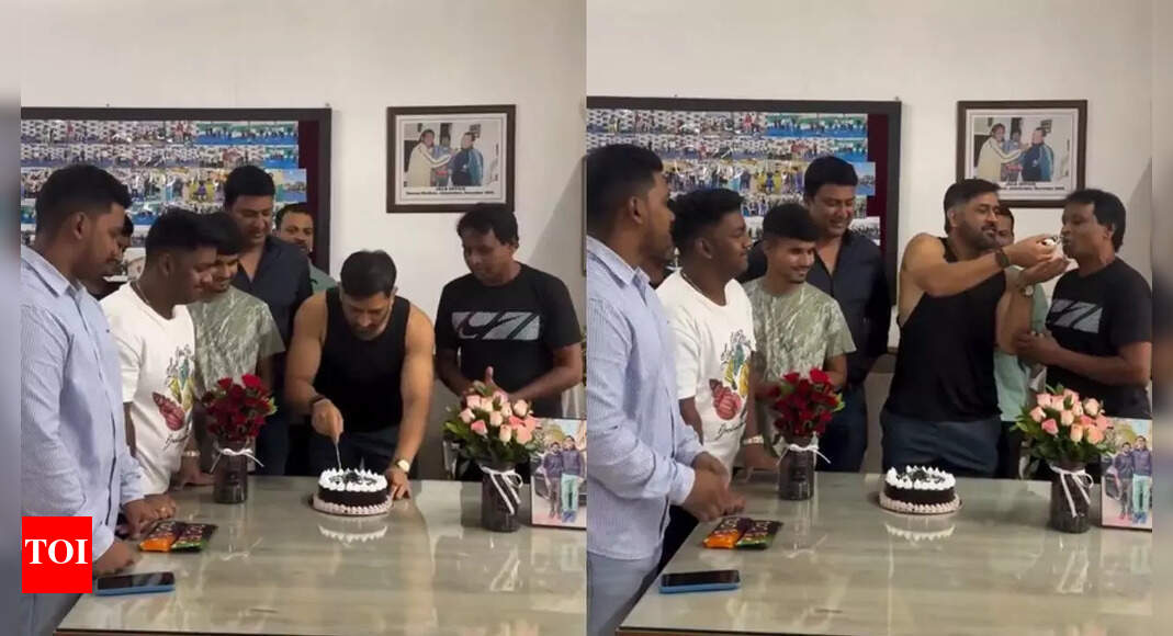 WATCH: Kaat de? MS Dhoni seeks permission before cutting cake on birthday