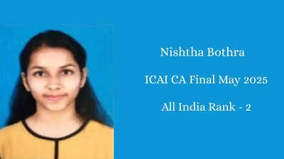  Topper Nishtha Bothra secures AIR 2 again, repeating her intermediate-level success